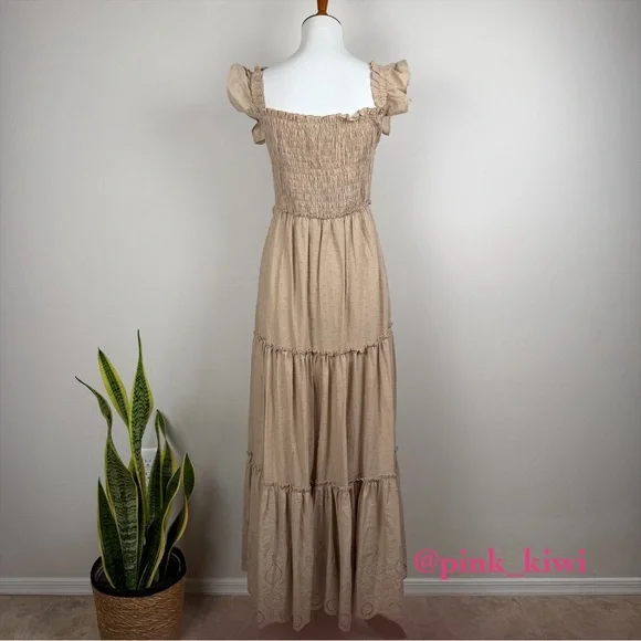 🆑 Pietro Brunelli Chloe Ruffle Sleeve Smocked Maternity Dress - Picture 10 of 16